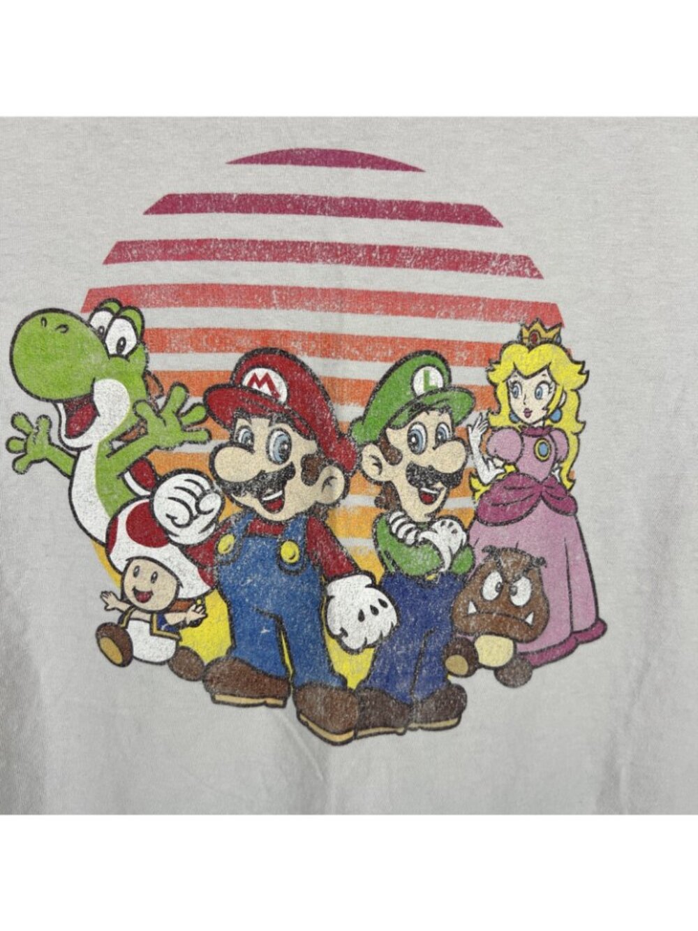 Super Mario Bros Womens Medium T-Shirt Nintendo Mario Luigi Yoshi Gray - Picture 3 of 4